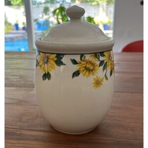 Thomson Pottery Sunflower Cookie Jar Canister and Lid - Small